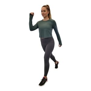 Lululemon Shirt Womens 12 Teal Final Lap Long Sleeve Run Train Mesh Crop, Preow